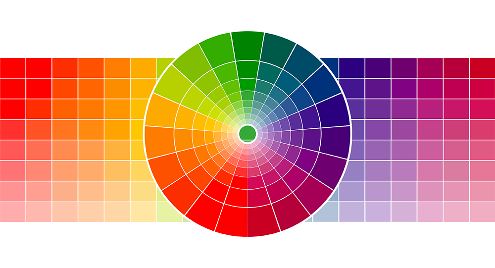 color wheel hues, blue green, moss green