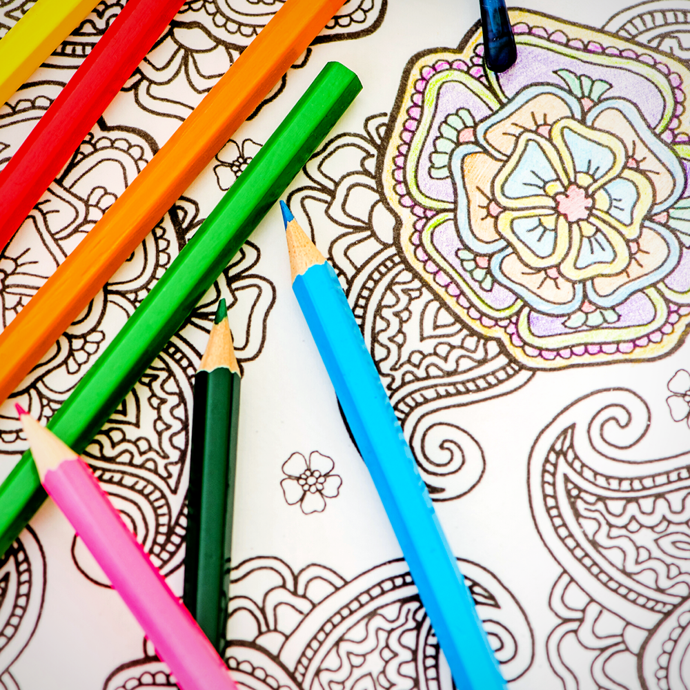 relaxing with coloring books