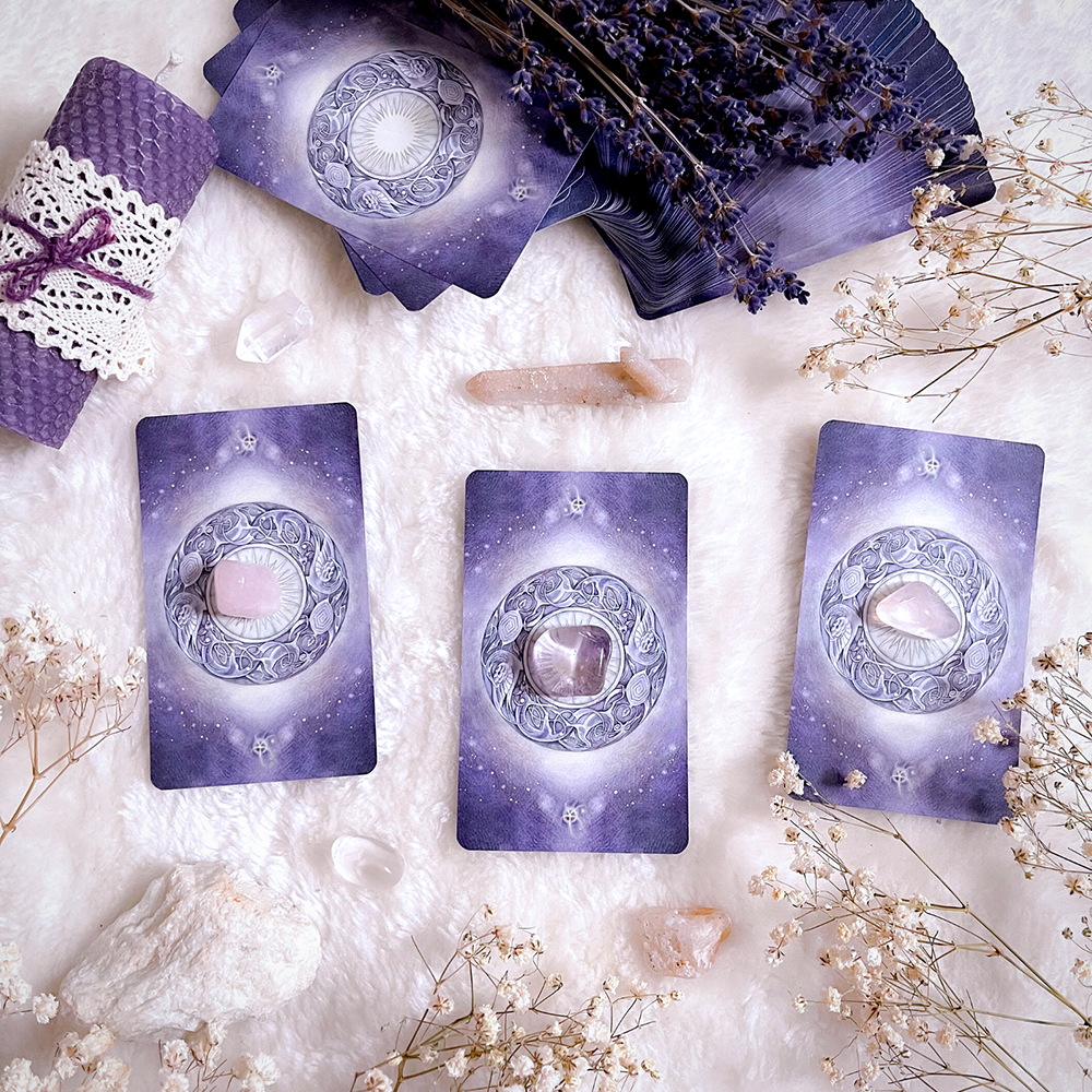 tarot cards and crystals